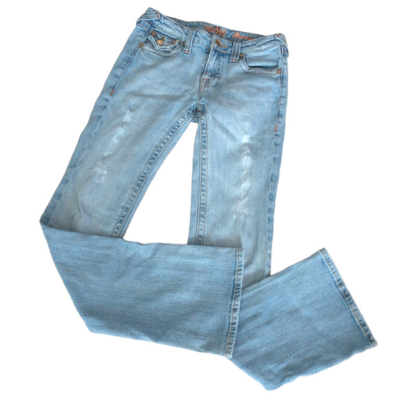 Vintage Vigoss Premium Denim Jeans 3/4 Light Wash Straight Leg Slight Flare - Picture 1 of 16